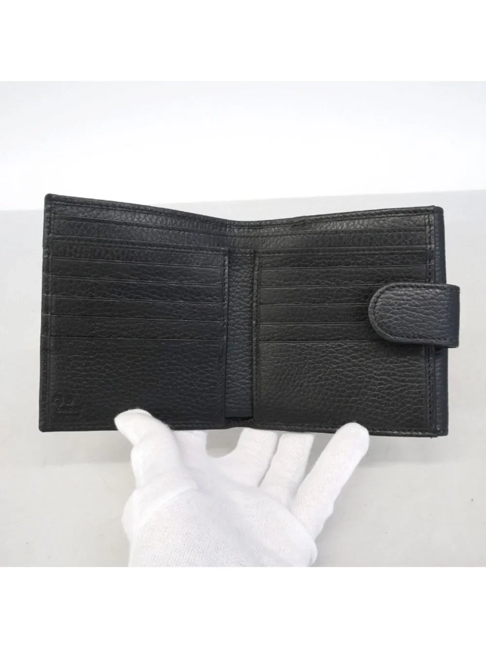 Gucci Wallet Interlocking G Leather Black Gold